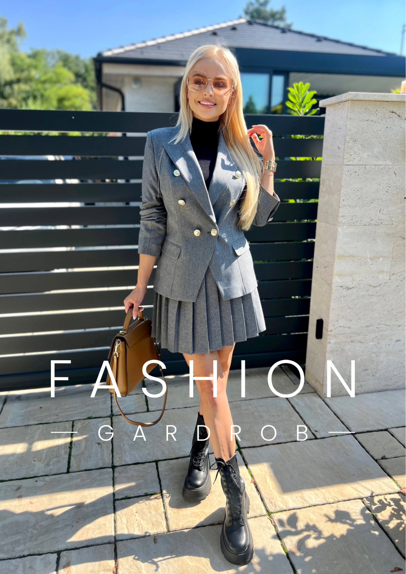 Azelma - Kate plisszírozott szoknya szürke