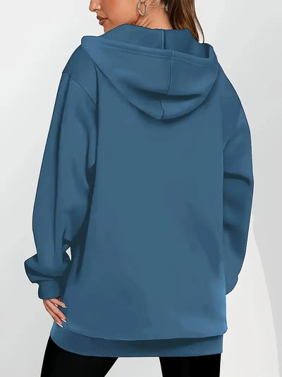 Angeleen - Geometrikus Mintás Kapucnis Kabát Cipzárral