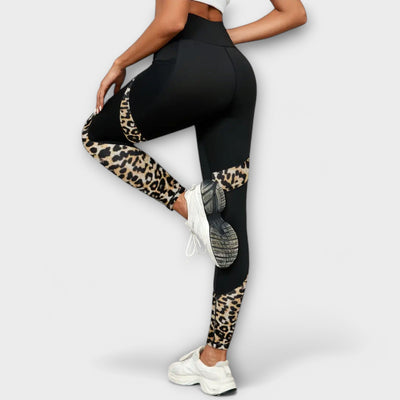 Graciella - Magasított derekú mintás leggings leopárd mintával