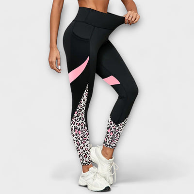 Graciella - Magasított derekú mintás leggings leopárd mintával