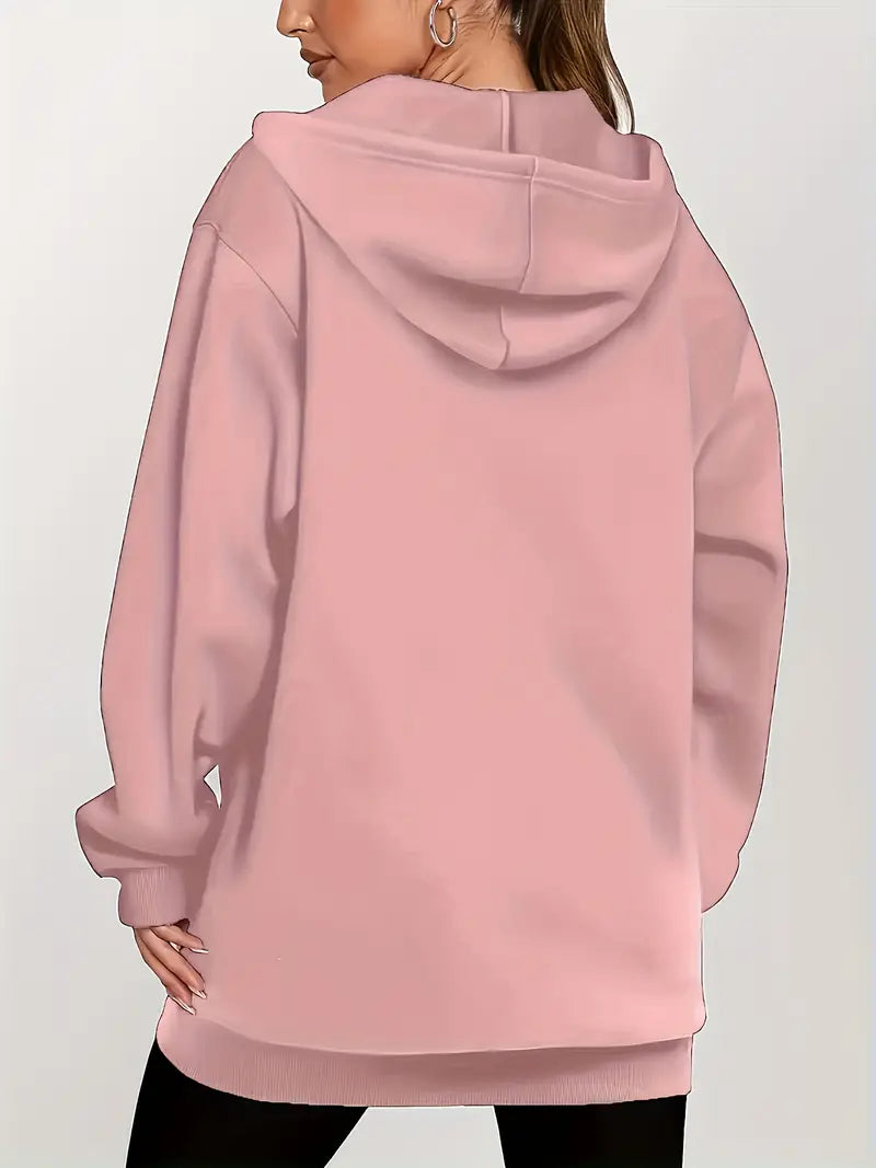 Angeleen - Geometrikus Mintás Kapucnis Kabát Cipzárral