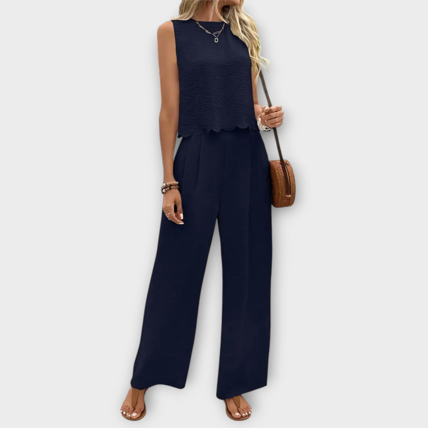 Eszter | Virágos Mellény és Hosszú Nadrág Szett