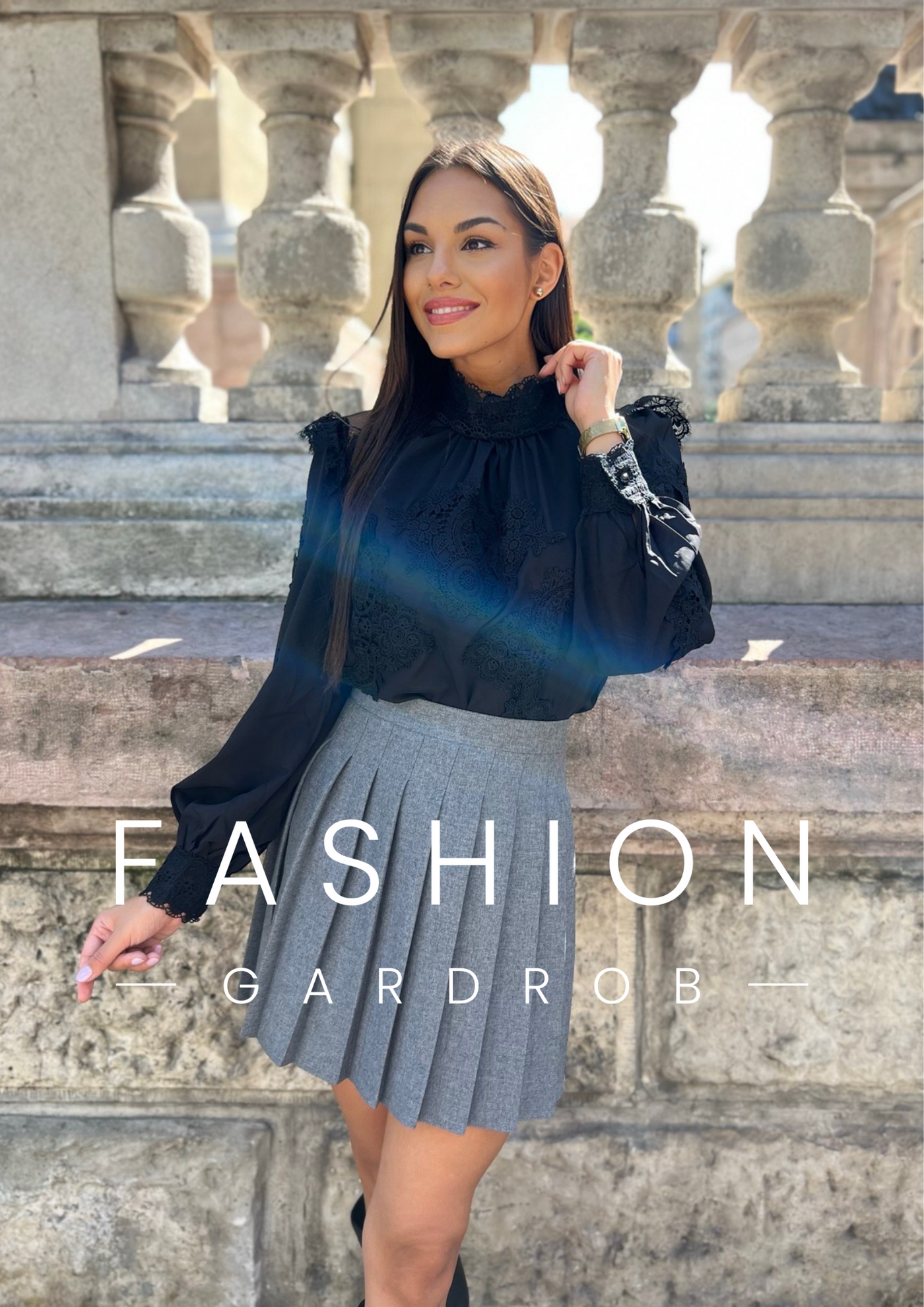 Azelma - Kate plisszírozott szoknya szürke